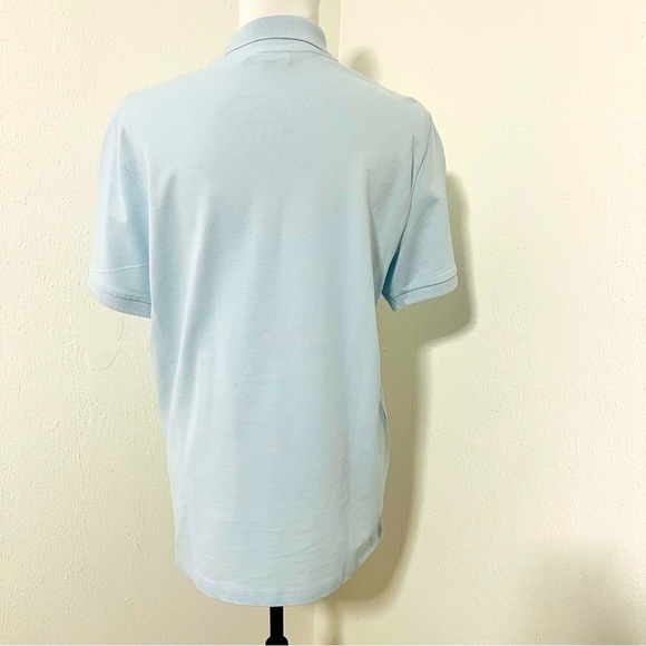 Men’ Express Medium X-Logo Perfect Pima Cotton Pique Polo Blue Fog Business NWOT - Picture 5 of 8